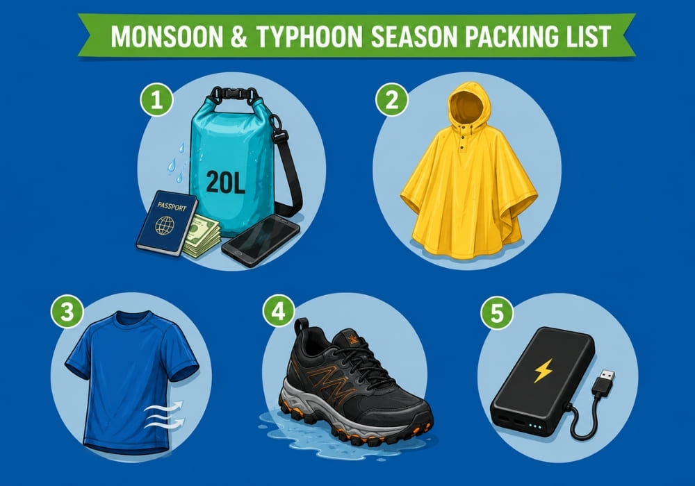 Essential items to pack for Vietnam’s monsoon and typhoon season.