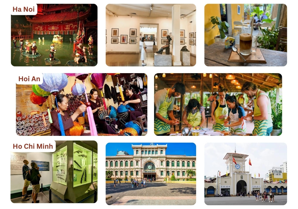 Rainy-day travel ideas for Hanoi, Hoi An, and Ho Chi Minh City.