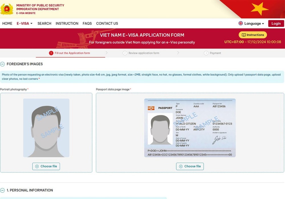 Required documents for a Vietnam e-visa application.