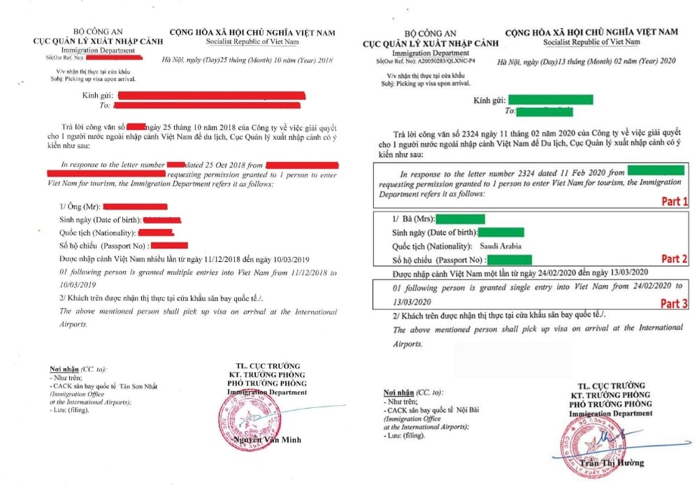 Vietnam visa on arrival requires pre-approval.