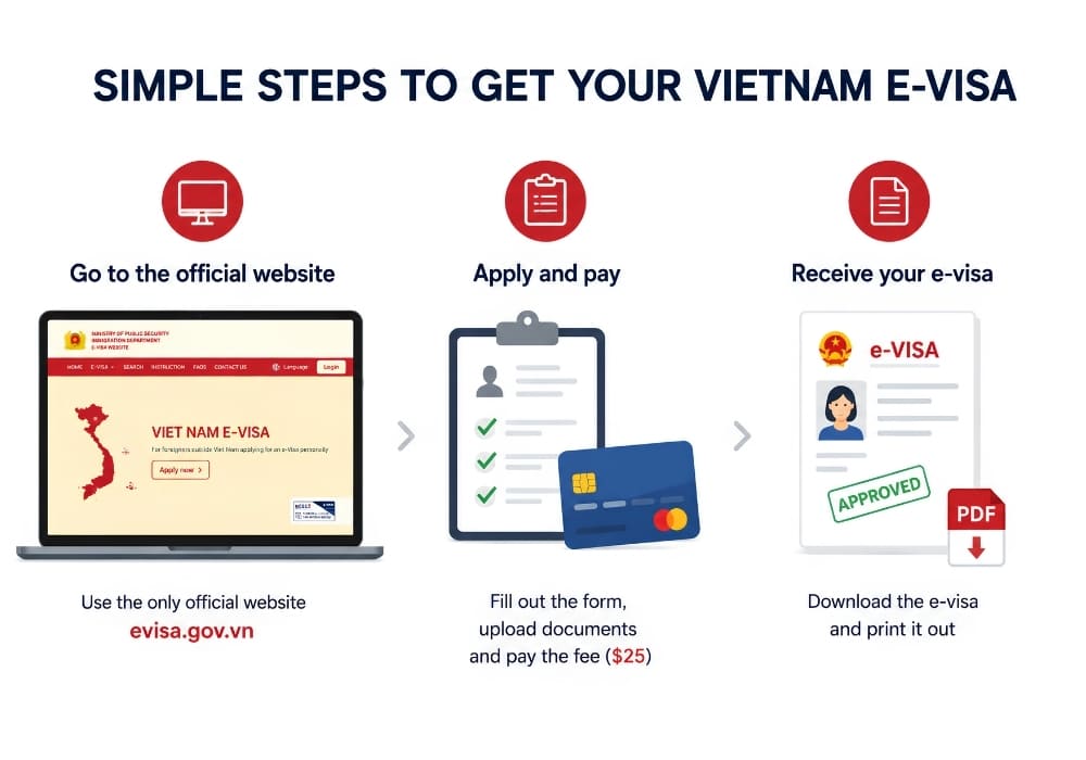 Vietnam e-visa application steps for New Zealand citizens. 