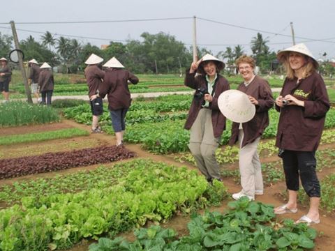 Day 2: Hoi An Market with the chef, basket boats at Cam Thanh and a seven-dish cooking class, then the Marble Mountains and Son Tra